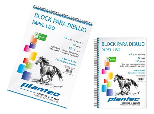 Plantec 15623 Block Anillado A3 De 40 Hojas De 150 Gramos 0