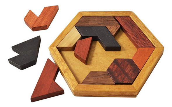 Kingzhuo Hexagono Tangram Clasico Rompecabezas De Madera Hec 0