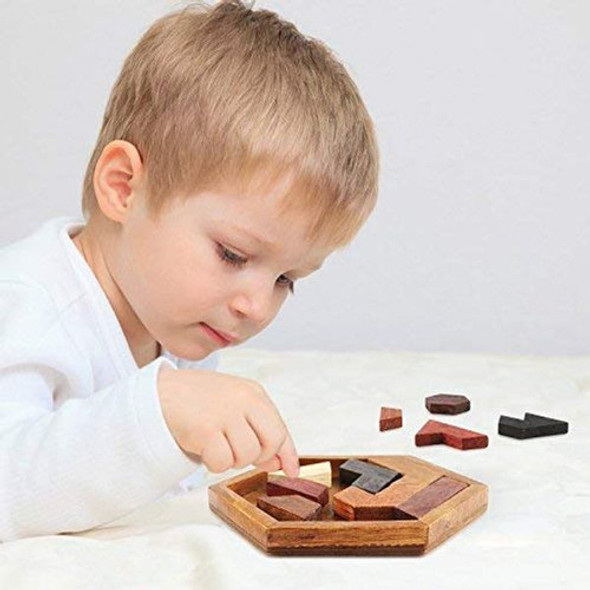 Kingzhuo Hexagono Tangram Clasico Rompecabezas De Madera Hec 1