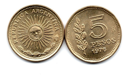 Argentina Moneda 5 Pesos Ley Año 1976 Cj#323 Sin Circular 0