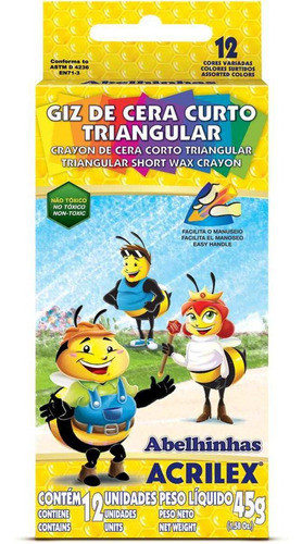 Lapis De Cera Curto 12 Cores Triangular 0