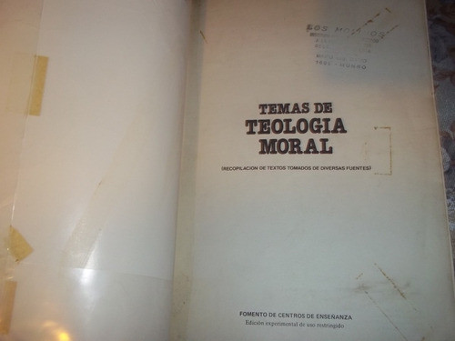 Temas De Teología Moral - Recopilación De Textos 1
