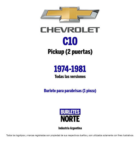 Burlete Chevrolet C10 74-81 parabrisas x1 1
