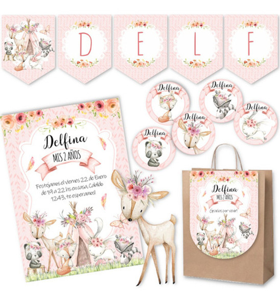 Kit Imprimible Animales Del Bosque Encantado 100% Editable 0