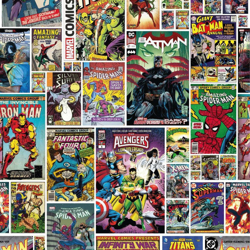 Papel De Parede Adesivo Teens Quadrinhos Heróis Marvel Dc 1