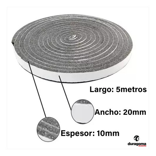 Burlete Espuma Autoadhesivo 20x10mm Rollo 5mts 1
