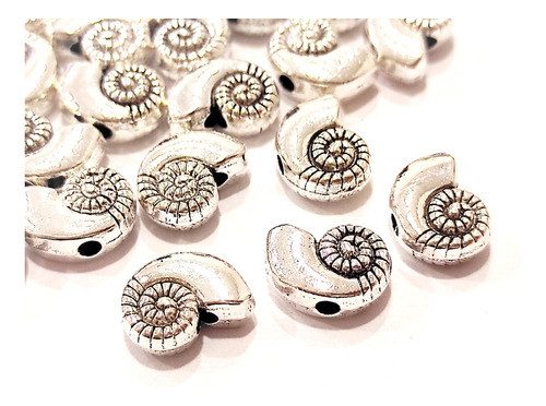 15 Dijes Caracol Pasante De Metal Artesanias Bijou Souvenirs 0