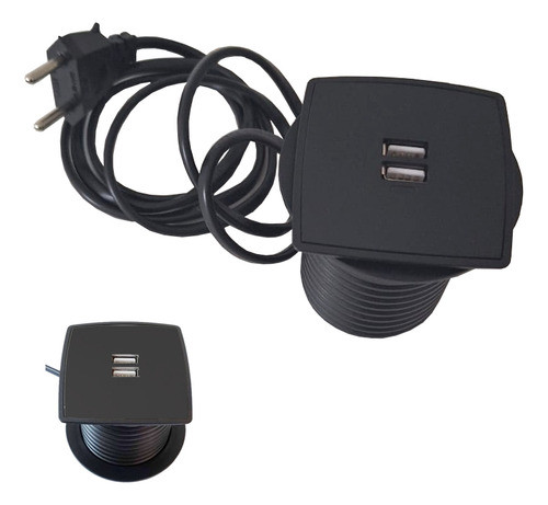 Usb Duplo De Embutir Multy Facility Preto Qm34900.00 Qtmov 0