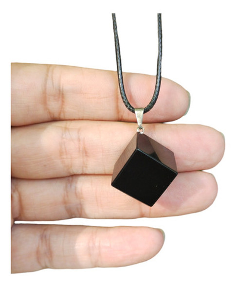 Geométria Sagrada. Dije De Obsidiana Negra Hexaedro. Solidos 0
