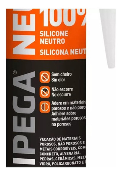 Sellador De Silicona Neutra Transparente Unipega 280ml X 24u 1