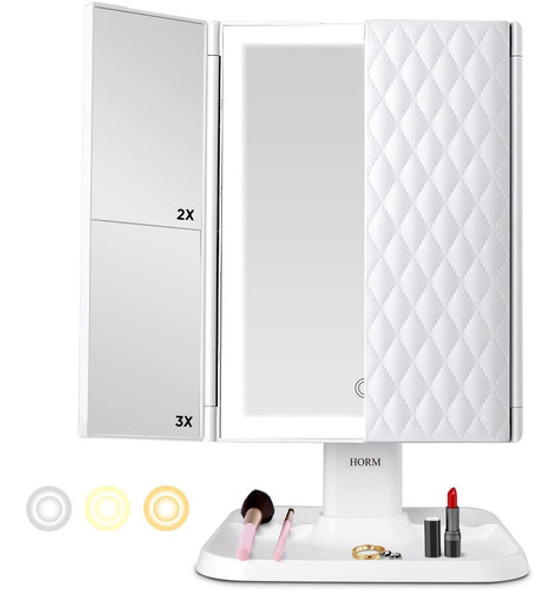 Espejo De Maquillaje Con Luces Led 3 Modos De Aumento Tactil 0