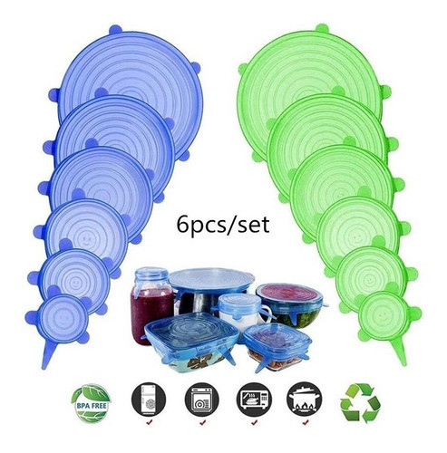Tapa Silicona Multiuso Tapas X6 Ajustable Fruta Verdura Olla 0