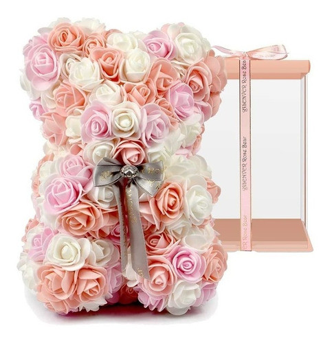 Oso De Rosas Artificiales Asenver San Valentin Rosa/blanco 0