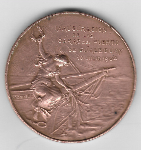 Medalla Inaguracion Obras Puerto Gualeguay Entre Rios 1904. 0
