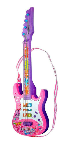Guitarra Infantil Elétrica Luz E Som Violão Musica Rosa 1