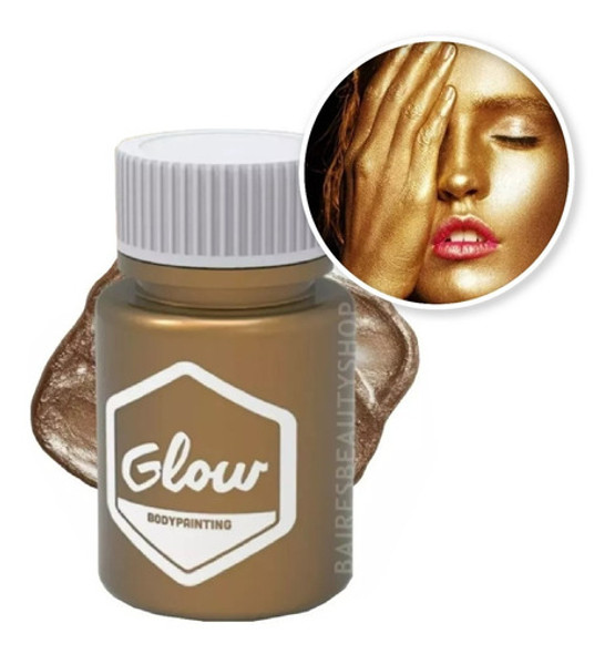 Maquillaje Artistico Liquido Dorado Glow Metalizado Bodypain 0