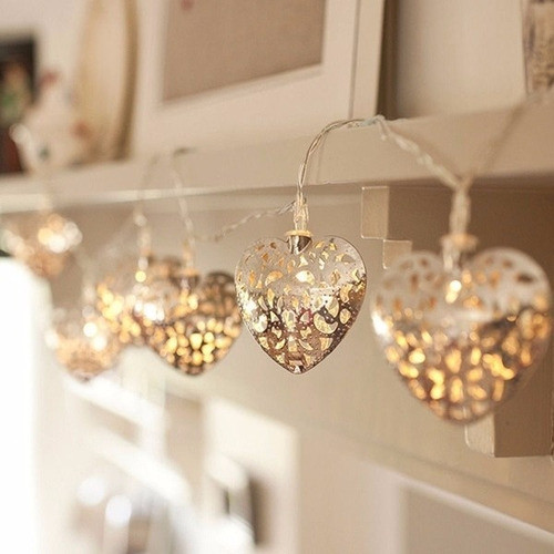 Guirnalda De 20 Corazones A Pila Luces Led -fiestas Bodas 1