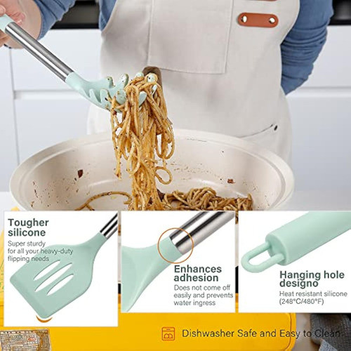 Qmvess Juego De Utensilios De Cocina De Silicona, 1