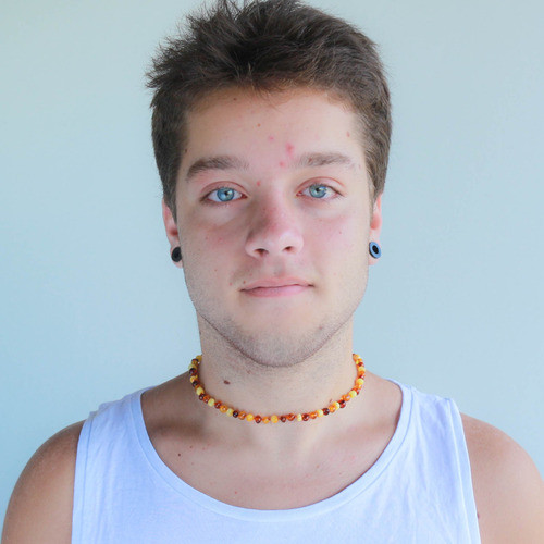 Colar De Âmbar Báltico Misto Polido Para Jovem 1