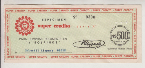 Uruguay Ephemera Antiguo Vale Especimen De Super Credito 0