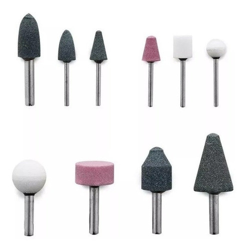 Juego Puntas Piedras Montadas  P/taladro  X 10 Piezas 1