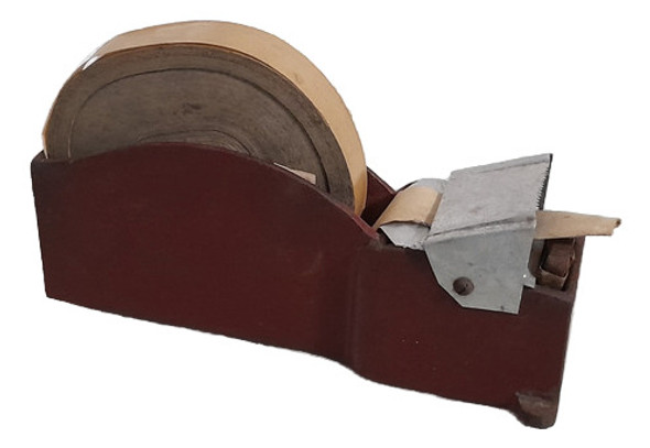 Antiguo Porta Rollo Metal Cinta Papel Tienda 25x10x4cm 0