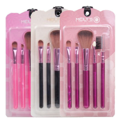 3 Kits- Kit 5 Pinceis Para Maquiagem Mkp-143 Meily's Atacado 0