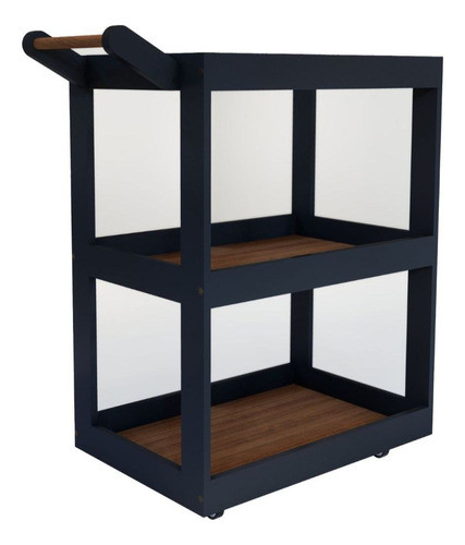 Carrinho Multiuso Madeira Com Rodinhas Preto Com Amêndoa 0