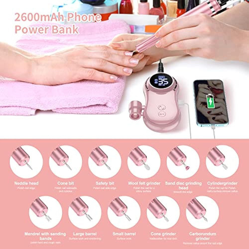 Taladro De Uñas Profesional Recargable De 35000 Rpm, Máquina 1
