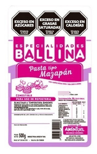 Pasta Ballina Tipo Mazapan Comestible Reposteria Torta X500g 1