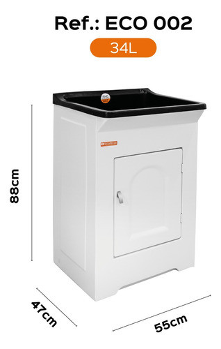 Tanque Lavanderia Eco Stiltofibras 34 Litros Frontal Preto 1