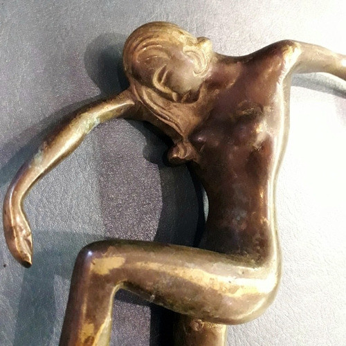 Antigua Escultura Bronce Bailarina Art Deco 16 Cm X 14 Cm. 0