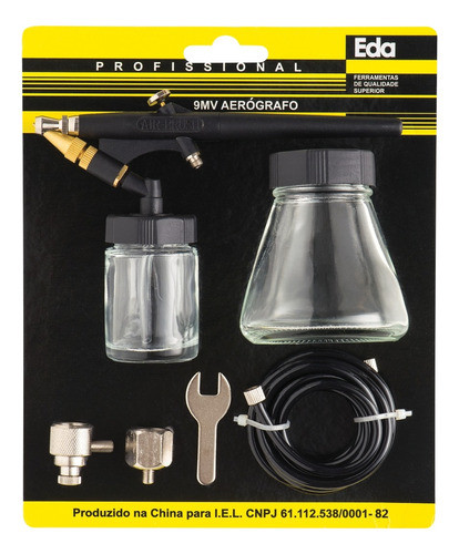 Kit Aerógrafo Profissional Pneumático Tipo Caneta Eda 9mv 1