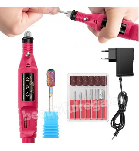 Set Torno Uñas Manicuria Pedicura Eléctrico+ Fresa Tungsteno 0