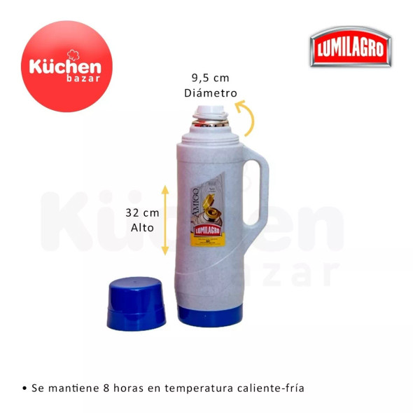 Lumilagro Serrano 1L Plastic Thermos with Spout | Durable, Lightweight, Mono-Case Design | Amigo Model