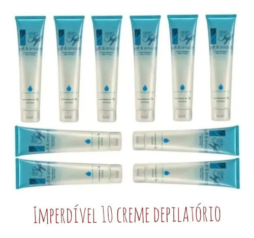 Kit 10 Depilatorio Em Creme Para O Corpo Avon 125g Skin Soft 0