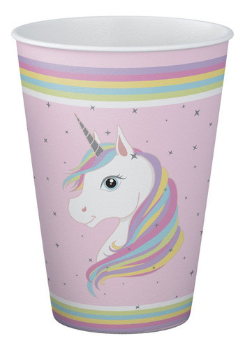 32 Copos Descartáveis De Papel Temático Unicórnio 270ml 0