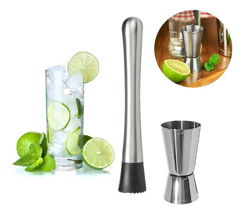 Macerador Inox Caipirinha E Dosador Duplo Bebidas 25ml 50ml 0