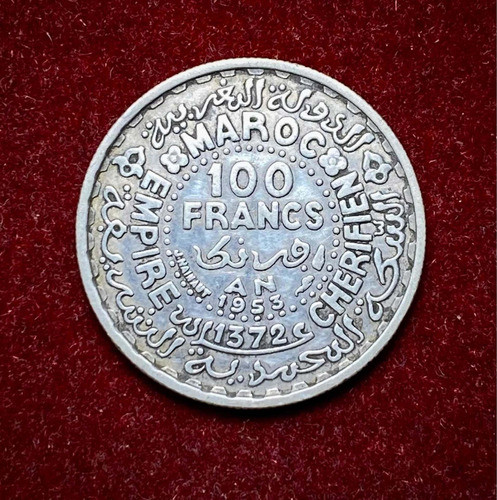 Moneda 100 Francos Marruecos 1953 / 1372 Y 52 Plata 0.720 1