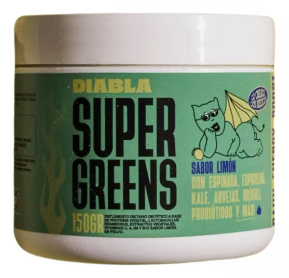 Diabla Supergreens Lemon Flavor Supplement, Rich in Vitamins & Antioxidants, 150 g