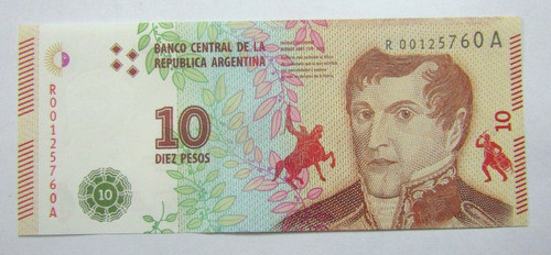 Argentina Billete 10pesos P-360/bot-4004 Unc 2016 Reposicion 1