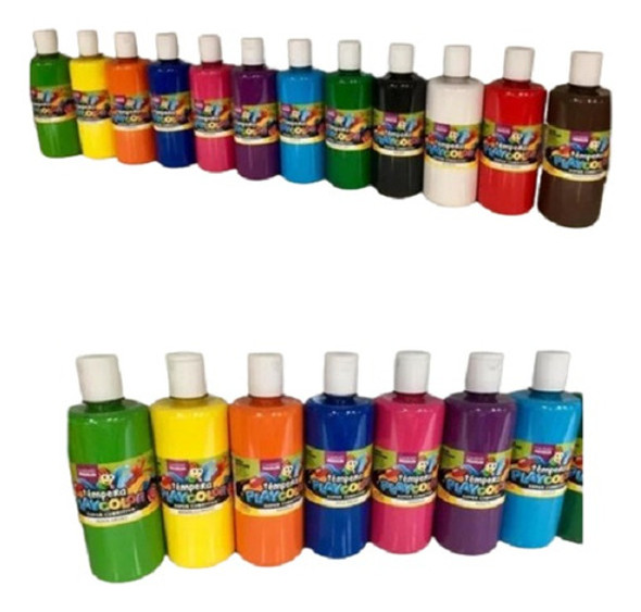 Tempera 750 Grs Botella X 12 Colores + 6 Colores Fluo 0