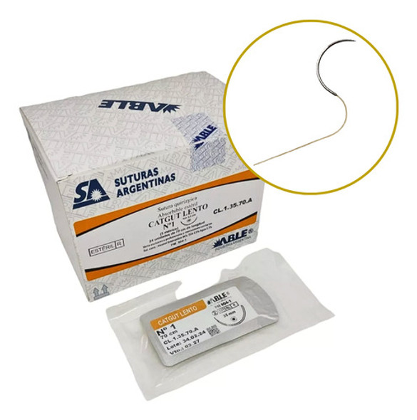 Cat Gut Lento 1 -ag 35mm 1/2 Circ Red De 70cm Caja X 24uds 0