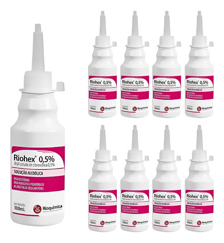 Clorexidina 0,5% Riohex Solução Alcoólica 100ml - 5 Unidades 0
