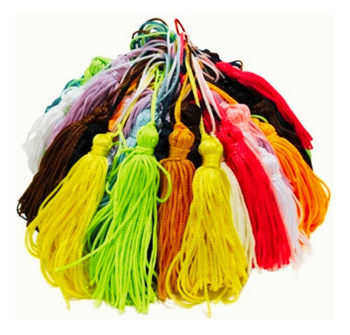 100 Franja Pingente Tassel Seda 8cm Escolha A Cor- Atacado 0