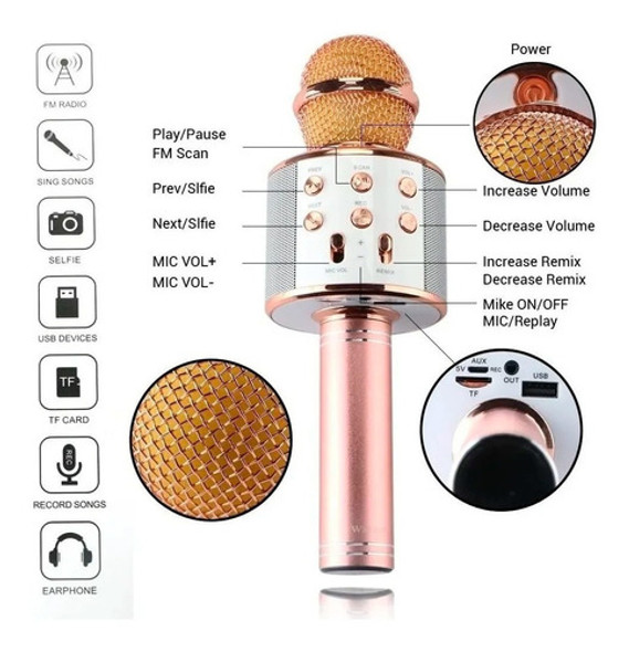 Microfono Karaoke Bluetooth Inalambrico Parlante Usb 1