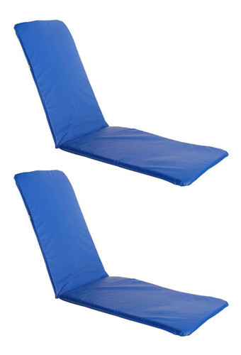 Kit 2 Almofadas P/ Espreguiçadeira  Colchonete Azul 0