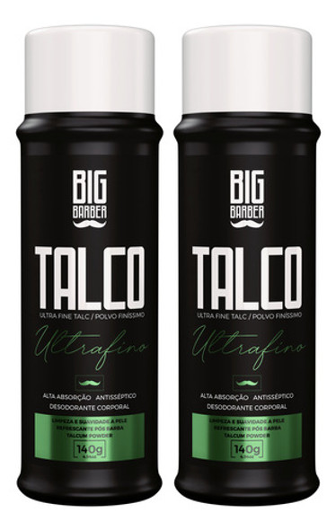 Talco Pó Ultrafino Big Barber 140g Tira Vermelhidão 2 Unidad 0