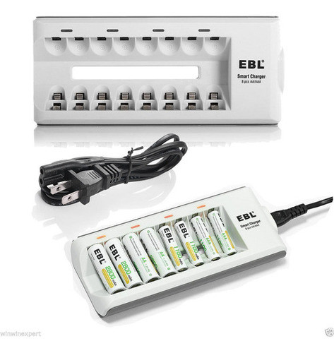 Ebl 8-bay Aa/aaa Ni-mh Ni-cd Cargador De Baterías De Carga R 1