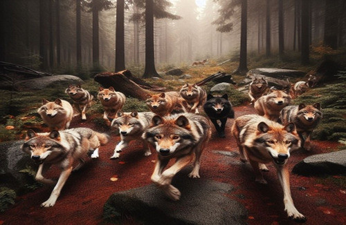 Obra De Arte Digital Manada De Lobos_v2 70x50cm Pieza Única 0